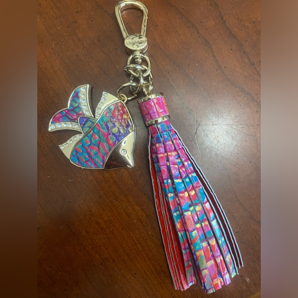 🔥BRAHMIN🔥Rainbow Fish Charm w/Crystal - Tassel Genuine Leather
